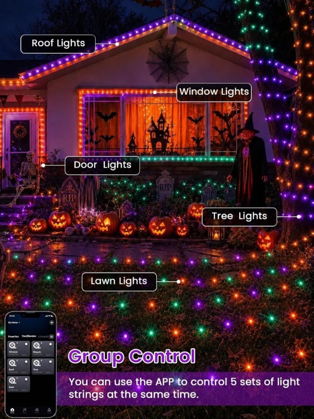400 LED Smart RGB Color Changing String Lights with APP & Remote - Perfect for - Picture 5 of 7